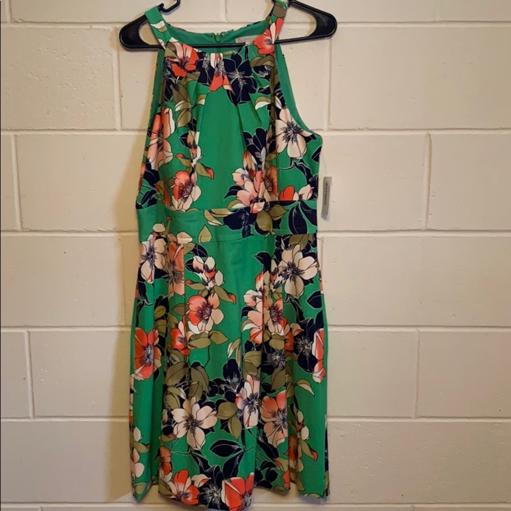 Green floral dress